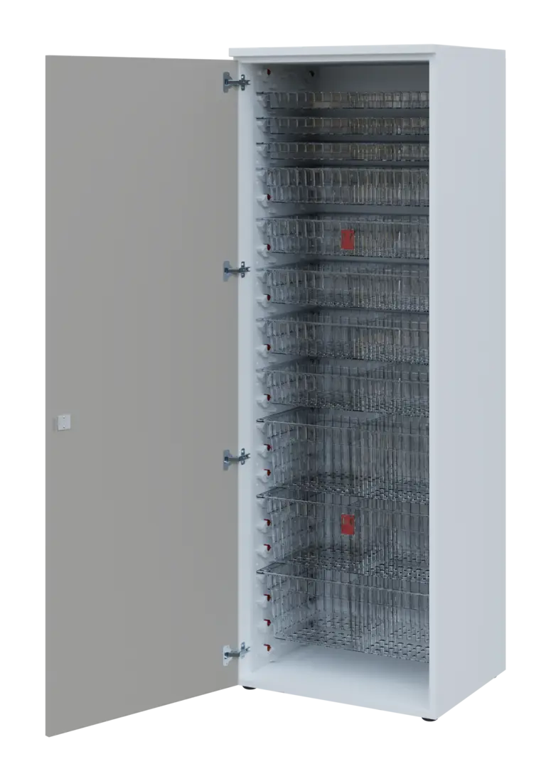 EUROMEDICA D - 66 TRANSPARENT skříň léková boxová, 1-dveřová, levá, 1950x660x535, korpus bílý, dvířk